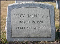 Percy Harris, Sr., gravestone at Scottsville Cemetery