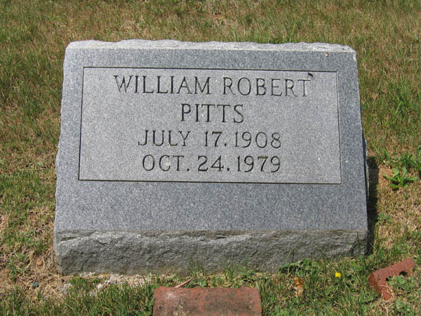Gravestone of William Robert Pitts at the Scottsville Baptist Church  Cemetery