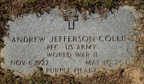 Andrew Jefferson Colllins Gravestone, Fluvanna Baptist Church Cemetery