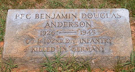 Benjamin Douglas Anderson Gravestone, Scottsville Cemetery