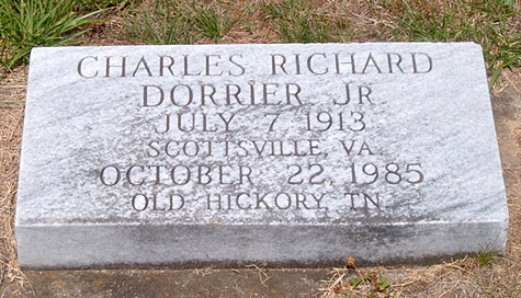 Charles Richard Dorrier, Jr., Gravestone, Scottsville Cemetery