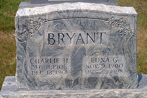 Charlie H. Bryant and Edna G. Bryant Gravestone, Scottsville Cemetery