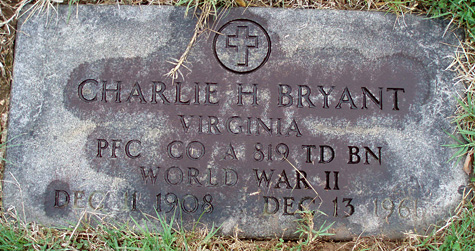 Charlie H. Bryant gravestone, Scottsville Cemetery