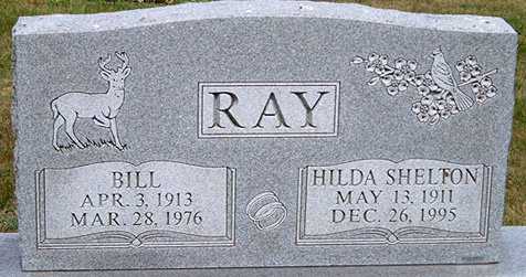 Dawson Bill Ray and Hilda Shelton Ray Gravestone, Scottsville Cemetery
