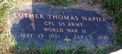 Luther Thomas Napier Gravestone, Scottsville Cemetery