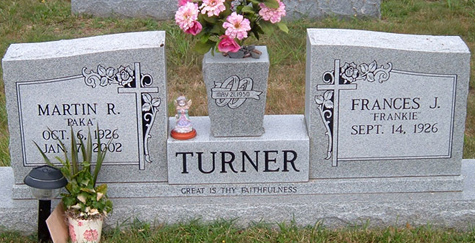 Martin Roberts Turner and Frances J. Turner Gravestone, Scottsville Cemetery