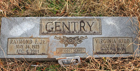 Raymond Franklin Gentry, Jr., Gravestone, Gentry Cemetery