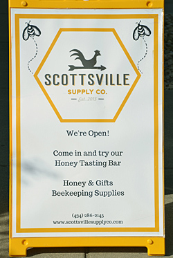 Scottsville Supply Co. sign at Masonic Lodge Building, 2020