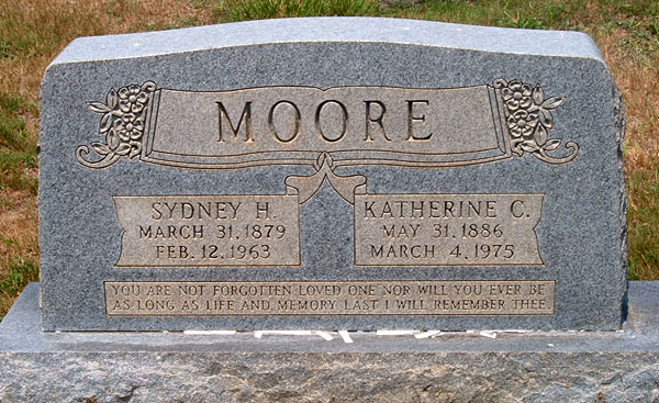 Sydney H. Moore and Katherine C. Moore Gravestone