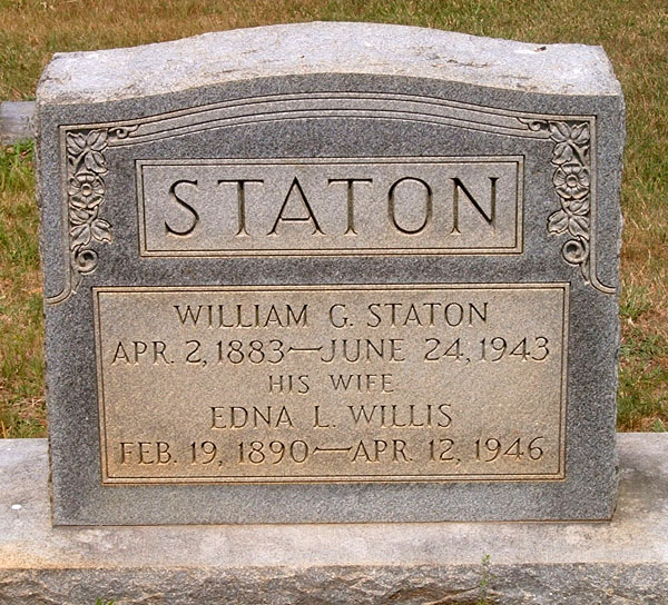 William G. Staton and Edna L. Willis Staton Gravestone