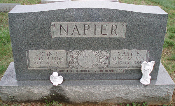 John P. Napier and Mary B. Napier Gravestone