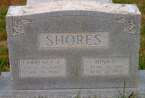 Lawrence R. Shores and Nina F. Shores Gravestone