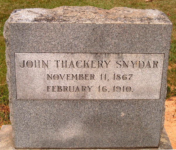 John Thackery Snydar Gravestone