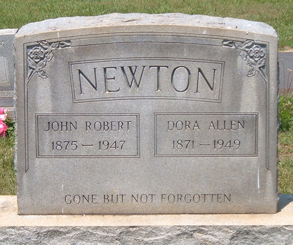 John Robert Newton and Dora Allen Newton Gravestone