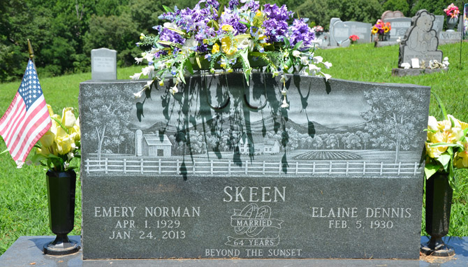 Emery Norman Skeen and Elaine Dennis Skeen Gravestone