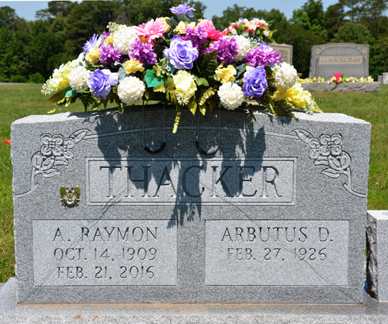 A. Raymon Thacker and Arbutus D. Thacker  Gravestone 
