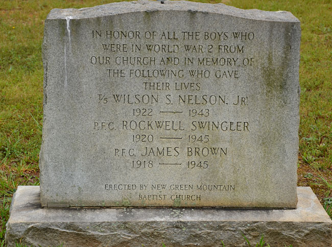 Memorial to Three U.S. Veterans Buried at New Green Mountain Baptist Church Cemetery