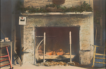 The fireplace interior of Pine Knot, near Keene, VA.