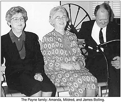 The Payne family: Amanda, Mildred, and James Bolling