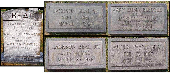 Some Beal Family Gravestones at Scottsville Cemetery