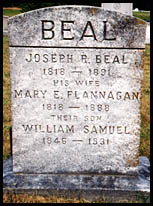 Beal gravestone at Scottsville Cemetery