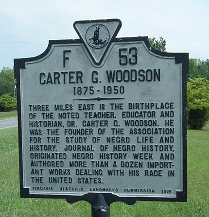 Virginia Historical Marker for Carter G. Woodson, 1875-1959
