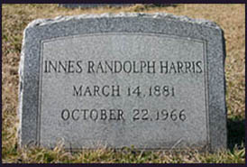 Innes Randolph Harris gravestone, Scottsville Cemetery