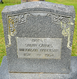Sarah Graves Wilkinson Anderson Gravestone, Scottsville Cemeteryt