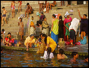 Cleansing along the Ganges at Varanansi, India