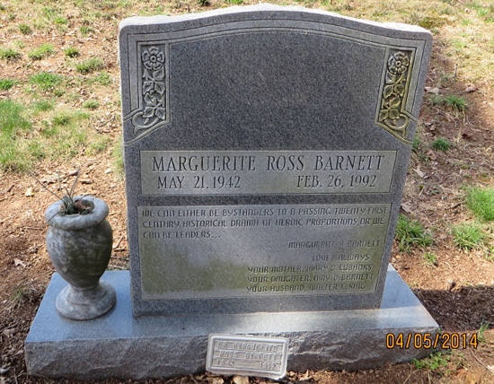 Marguerite Ross Barnet's gravestone at Union Baptist Church