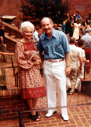 Virginia Moore and Bobby Spencer at Scottsville Museum on its 10th anniversary, 4 July 1980