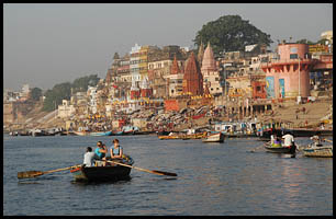 Varanasi shoreline as seen from the Ganges River
