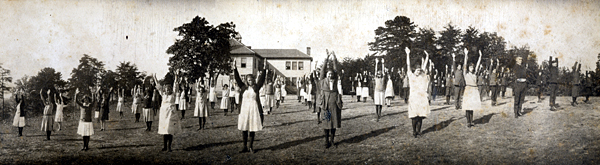 Students Drill at Scottsville High, 1908