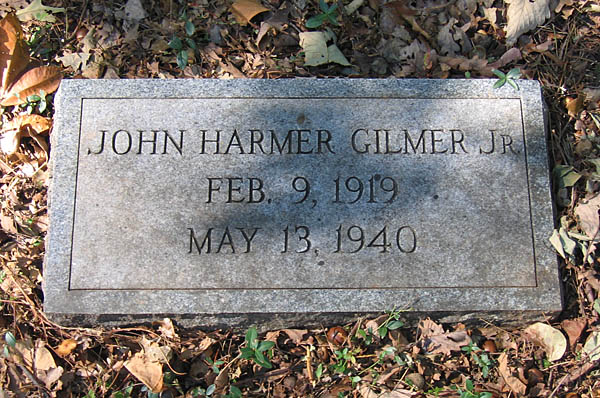 John Harmer Gilmer, Jr., Gravestone