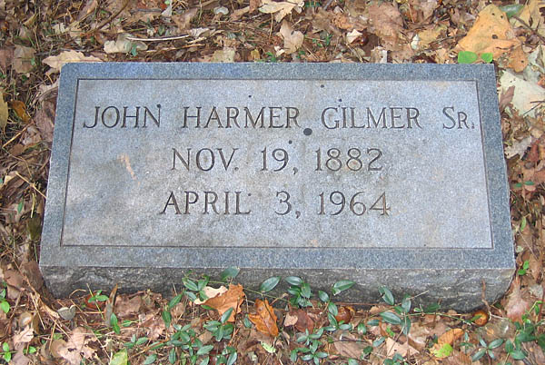 John Harmer Gilmer, Sr., Gravestone