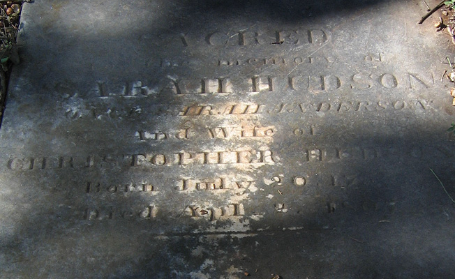 Sarah Hudson Gravestone, Mt. Ayre Cemetery