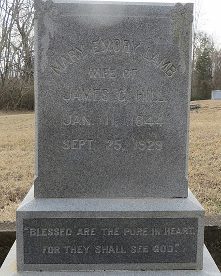Mary Emory Lamb Hill Gravestone, Scottsville Cemetery