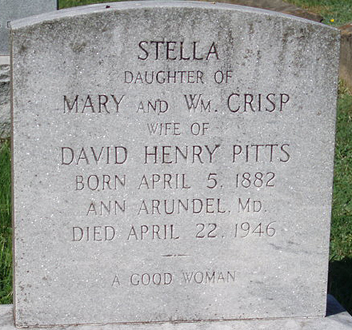 Stella Crisp Pitts Gravestone, Scottsville Cemetery