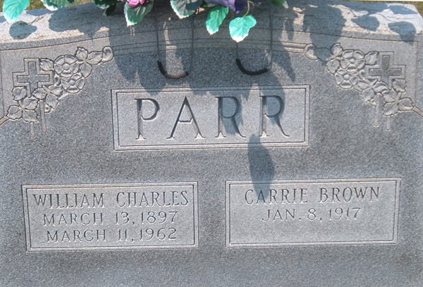 William Charles Palm and Carrie Brown Parr Gravestone