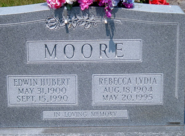 Edwin Hubert Moore and Rebecca Lydia Moore Gravestone