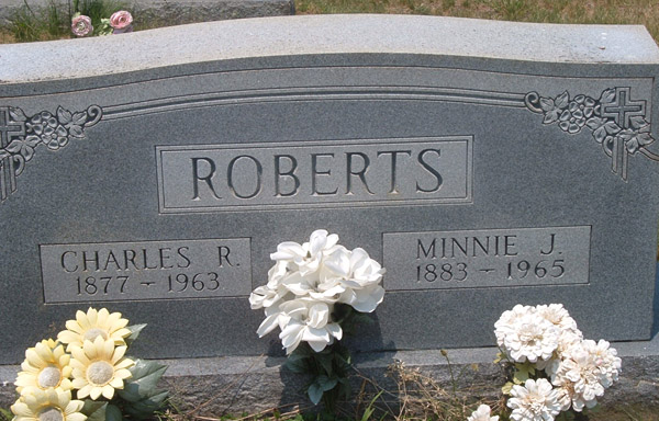 Charles R. Roberts and Minnie J. Roberts Gravestone