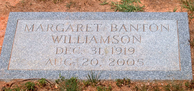Margaret Banton Williamson Gravestone