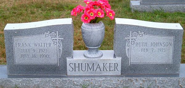 Frank Walter Shumaker and Ruth Johnson Shumaker Gravestone
