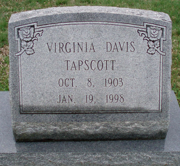 Virginia Davis Tapscott Tapscott Gravestone