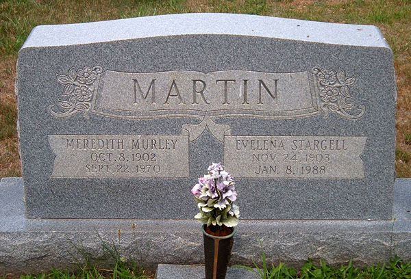 Meredith Murley Martin and Evelena Stargell Martin Gravestone