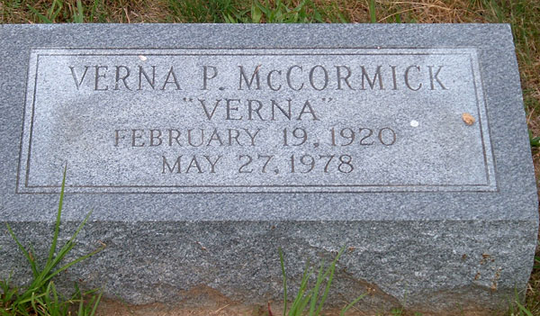 Verna P. McCormick Gravestone