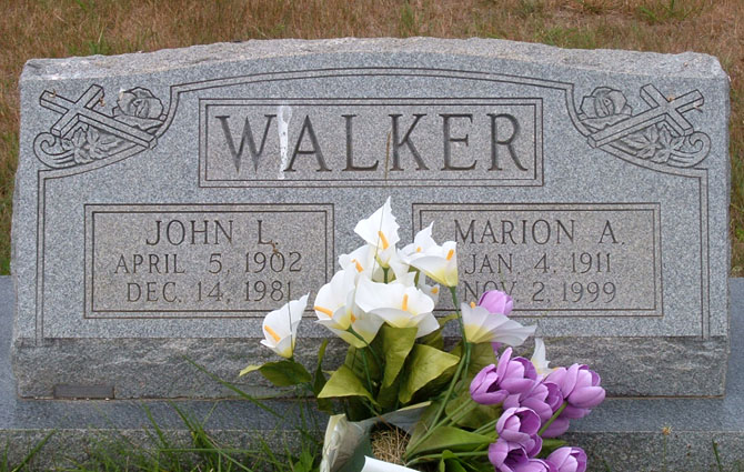 John L. Walker and Marion A. Walker Gravestone