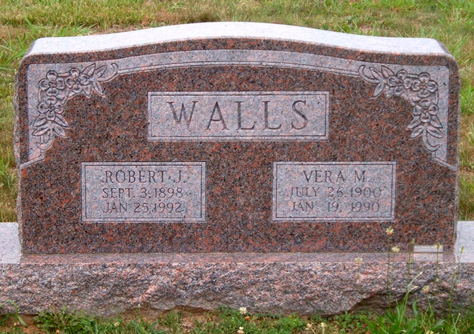 Robert J. Walls and Vera M. Walls Gravestone