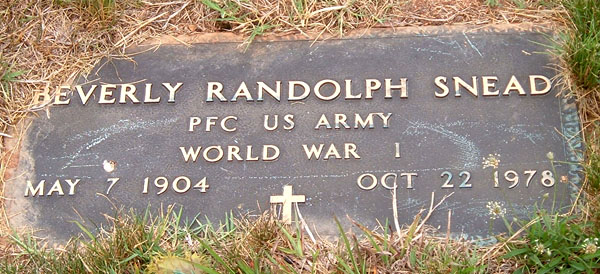 Beverly Randolph Snead Gravestone