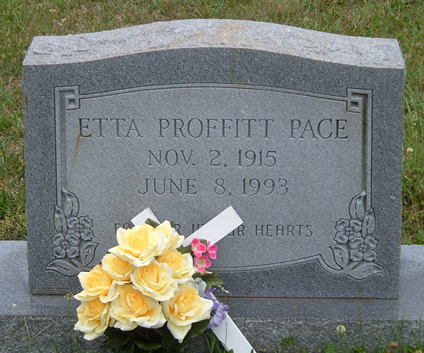 Etta Proffitt Pace Gravestone